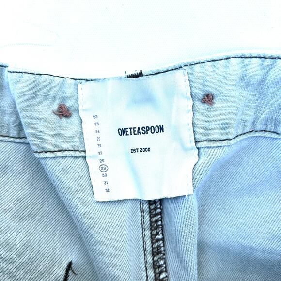 OneTeaspoon Cargo Bandit Low Waisted Shorts Jeans Denim Light 29 Distressed - Picture 5 of 7